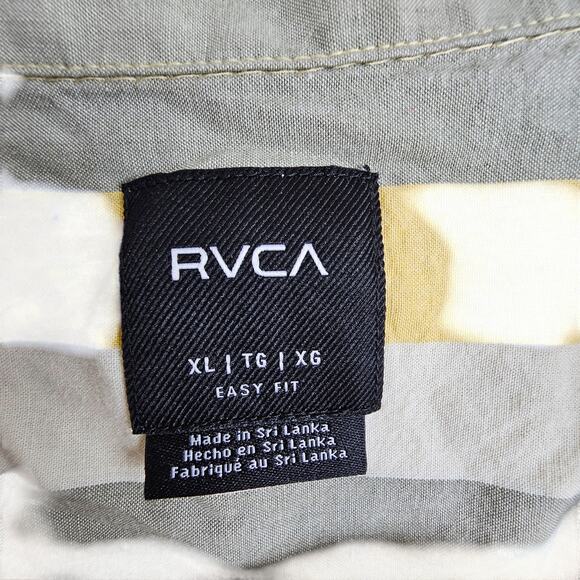 RVCA Shirt RVCA Button Up Short Sleeve Button Up Button Down Shirt Men L Yellow - Picture 6 of 8
